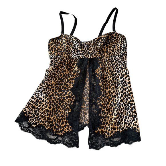 Dolce Gabbana Camisole Pyjama top leopard print VTG Lace detail Small slit - Picture 5 of 15
